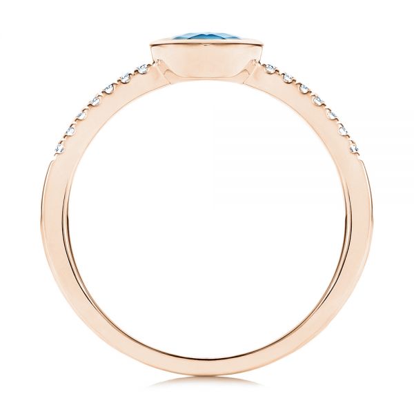 18k Rose Gold 18k Rose Gold London Blue Topaz And Diamond Ring - Front View - 106568