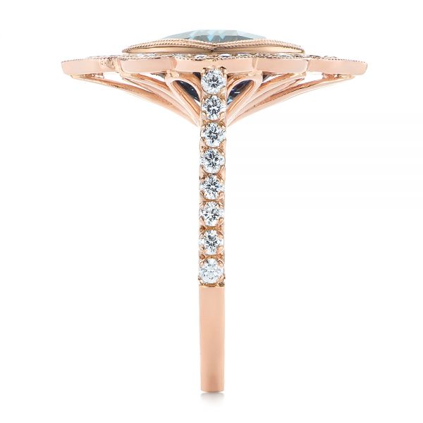 14k Rose Gold London Blue Topaz And Diamond Ring - Side View -  104997