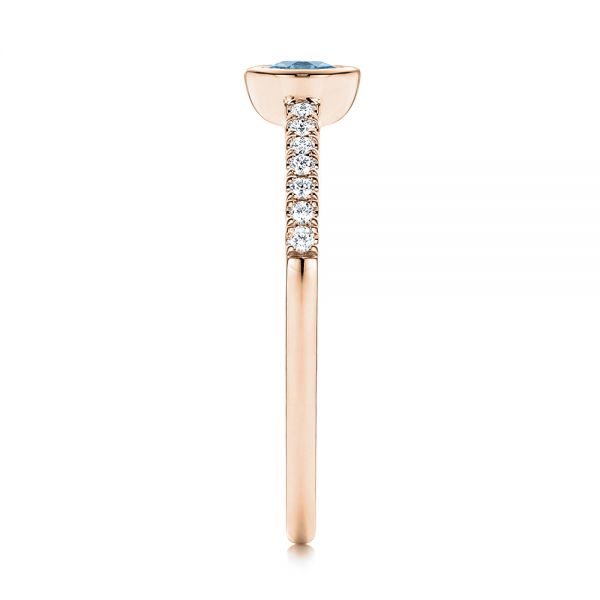 18k Rose Gold 18k Rose Gold London Blue Topaz And Diamond Ring - Side View - 106568