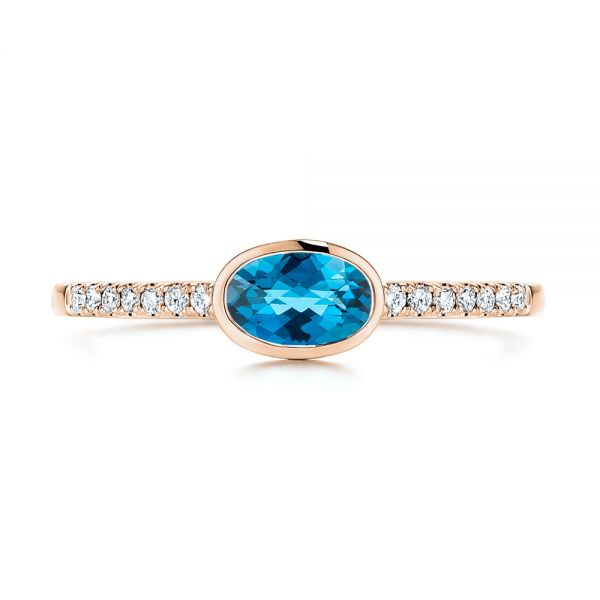 18k Rose Gold 18k Rose Gold London Blue Topaz And Diamond Ring - Top View - 106568