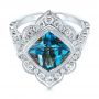 14k White Gold 14k White Gold London Blue Topaz And Diamond Ring - Flat View -  104997 - Thumbnail