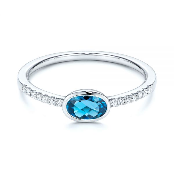 14k White Gold 14k White Gold London Blue Topaz And Diamond Ring - Flat View - 106568