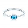 14k White Gold 14k White Gold London Blue Topaz And Diamond Ring - Flat View -  106568 - Thumbnail