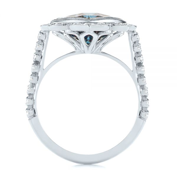 18k White Gold 18k White Gold London Blue Topaz And Diamond Ring - Front View -  104997