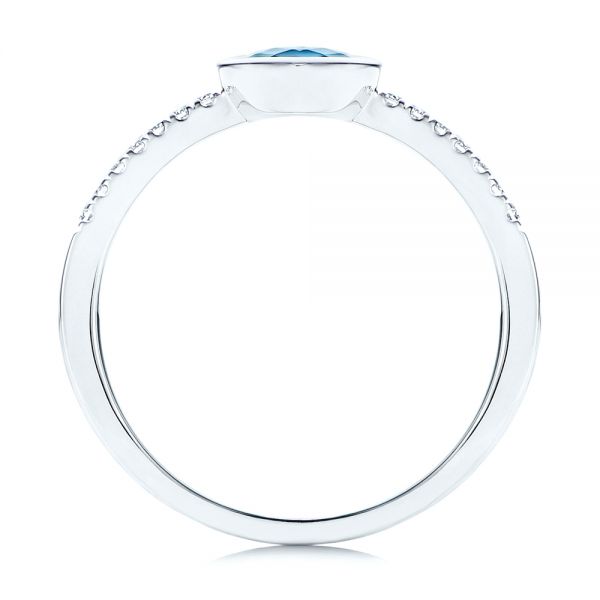 14k White Gold 14k White Gold London Blue Topaz And Diamond Ring - Front View - 106568