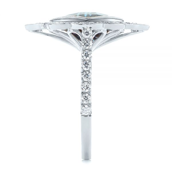 14k White Gold 14k White Gold London Blue Topaz And Diamond Ring - Side View - 104997