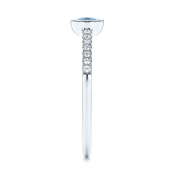 14k White Gold 14k White Gold London Blue Topaz And Diamond Ring - Side View - 106568
