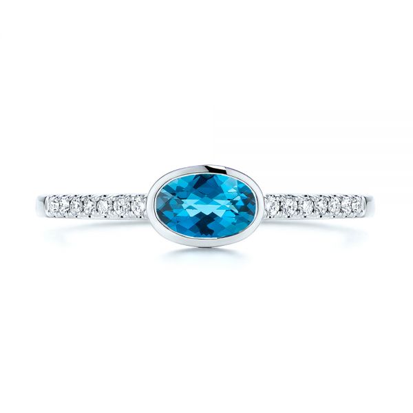 London Blue Topaz And Diamond Ring - Top View -  106568