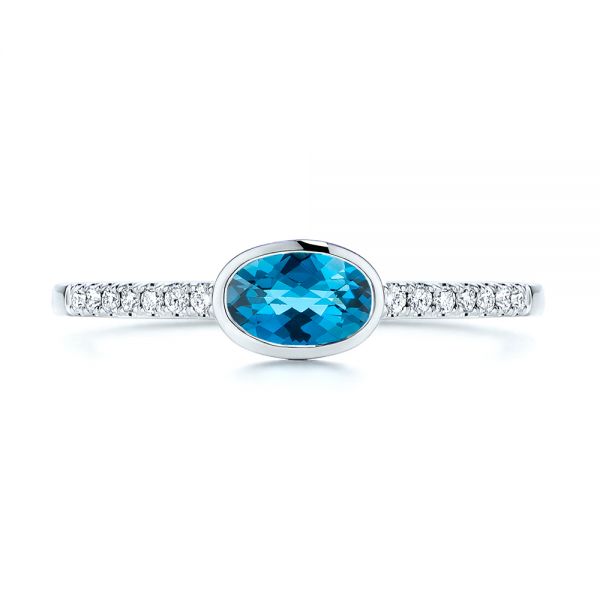 14k White Gold 14k White Gold London Blue Topaz And Diamond Ring - Top View - 106568