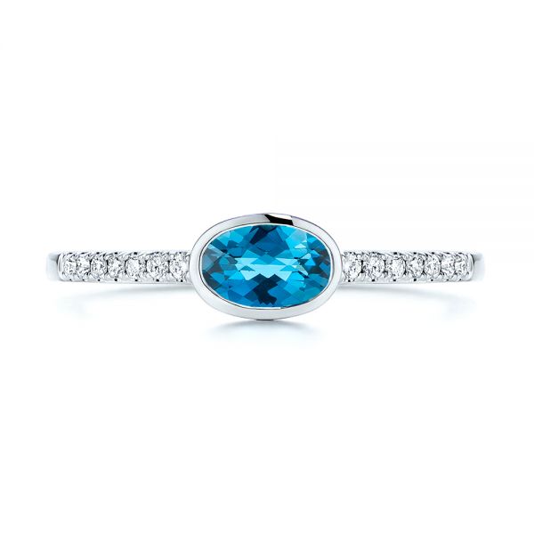 14k White Gold 14k White Gold London Blue Topaz And Diamond Ring - Top View -  106568