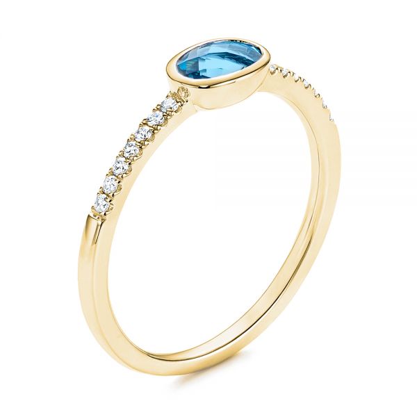 18k Yellow Gold 18k Yellow Gold London Blue Topaz And Diamond Ring - Three-Quarter View -  106568