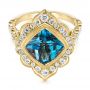 14k Yellow Gold 14k Yellow Gold London Blue Topaz And Diamond Ring - Flat View -  104997 - Thumbnail