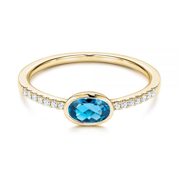 18k Yellow Gold 18k Yellow Gold London Blue Topaz And Diamond Ring - Flat View - 106568