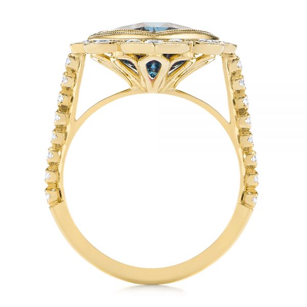 18k Yellow Gold 18k Yellow Gold London Blue Topaz And Diamond Ring - Front View -  104997