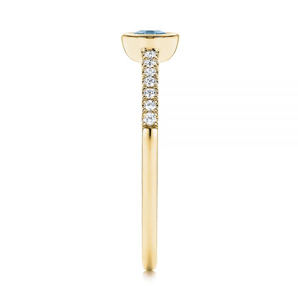 14k Yellow Gold 14k Yellow Gold London Blue Topaz And Diamond Ring - Side View -  106568