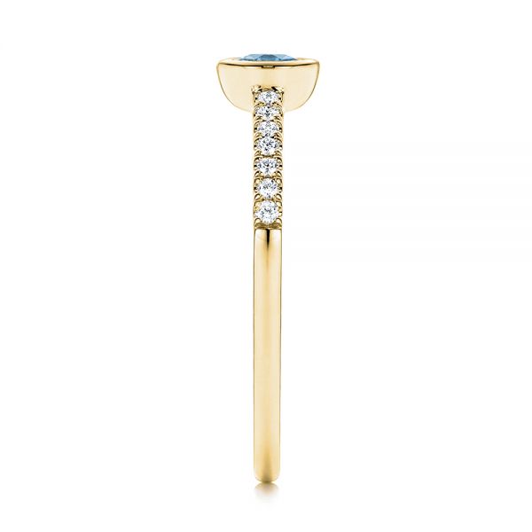 18k Yellow Gold 18k Yellow Gold London Blue Topaz And Diamond Ring - Side View - 106568