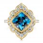 18k Yellow Gold 18k Yellow Gold London Blue Topaz And Diamond Ring - Top View -  104997 - Thumbnail