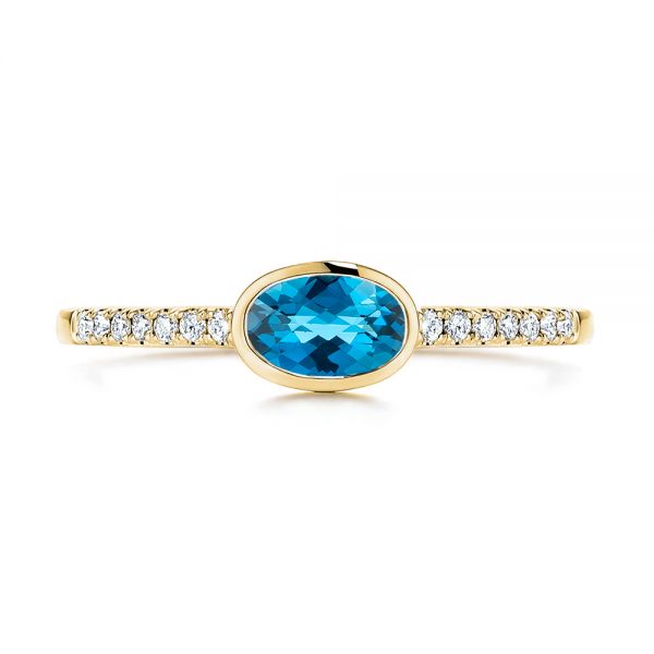 14k Yellow Gold 14k Yellow Gold London Blue Topaz And Diamond Ring - Top View -  106568