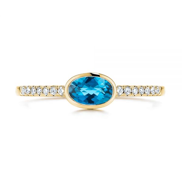 18k Yellow Gold 18k Yellow Gold London Blue Topaz And Diamond Ring - Top View - 106568