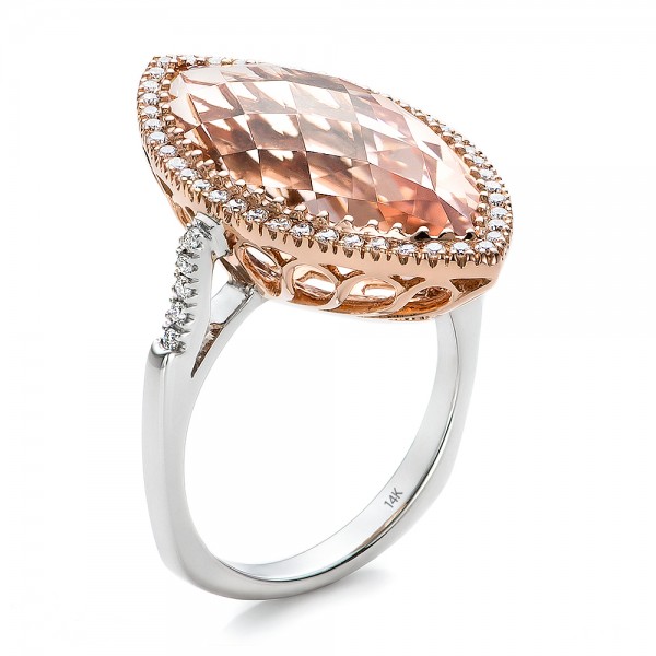 Marquise Morganite and Diamond Halo Ring 100797