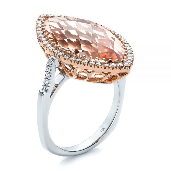 Marquise Morganite and Diamond Halo Ring - Image