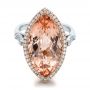 18k Rose Gold 18k Rose Gold Marquise Morganite And Diamond Halo Ring - Flat View -  100797 - Thumbnail