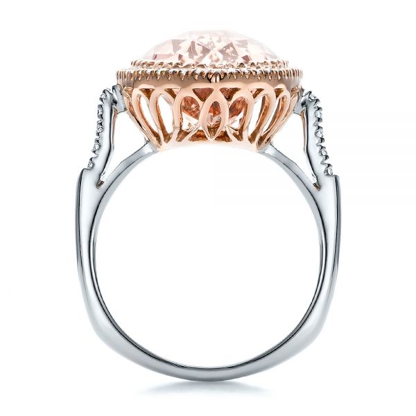 14k Rose Gold 14k Rose Gold Marquise Morganite And Diamond Halo Ring - Front View - 100797
