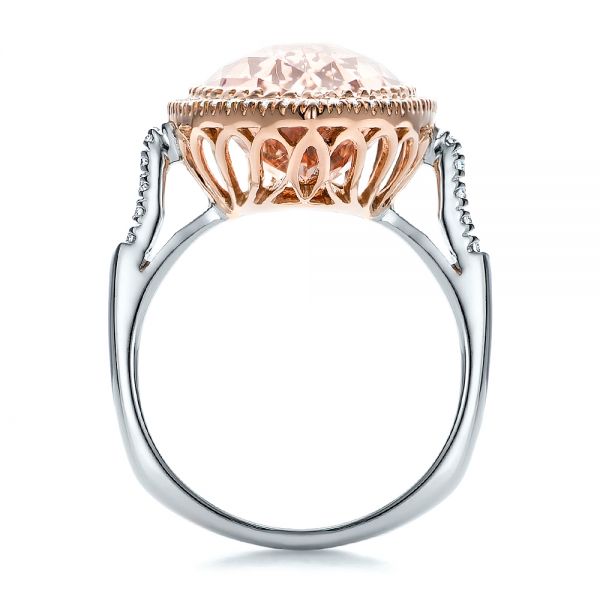 18k Rose Gold 18k Rose Gold Marquise Morganite And Diamond Halo Ring - Front View -  100797