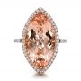 Marquise Morganite And Diamond Halo Ring - Top View -  100797 - Thumbnail