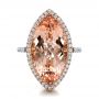 18k Rose Gold 18k Rose Gold Marquise Morganite And Diamond Halo Ring - Top View -  100797 - Thumbnail