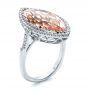  Platinum Platinum Marquise Morganite And Diamond Halo Ring - Three-Quarter View -  100797 - Thumbnail