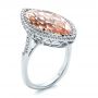 14k White Gold 14k White Gold Marquise Morganite And Diamond Halo Ring - Three-Quarter View -  100797 - Thumbnail