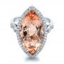  Platinum Platinum Marquise Morganite And Diamond Halo Ring - Flat View -  100797 - Thumbnail