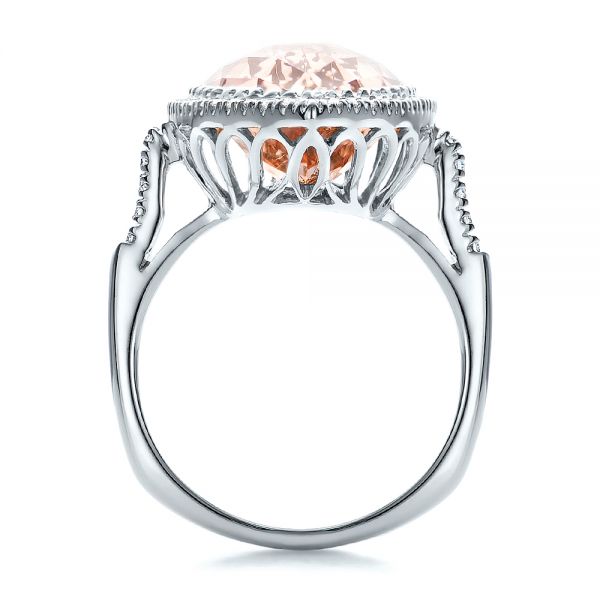 14k White Gold 14k White Gold Marquise Morganite And Diamond Halo Ring - Front View -  100797