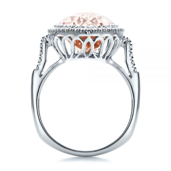 14k White Gold 14k White Gold Marquise Morganite And Diamond Halo Ring - Front View - 100797