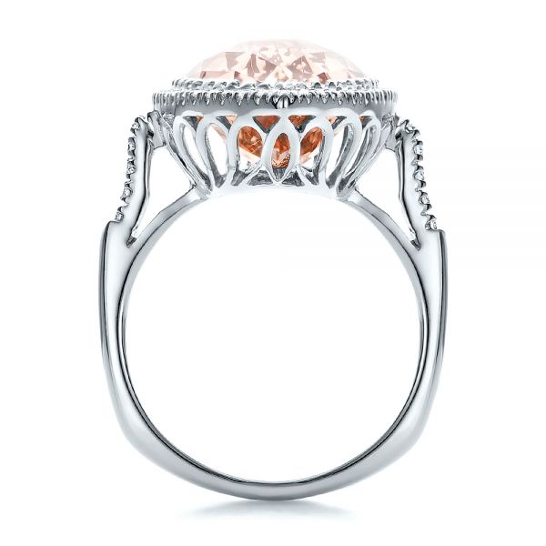  Platinum Platinum Marquise Morganite And Diamond Halo Ring - Front View -  100797