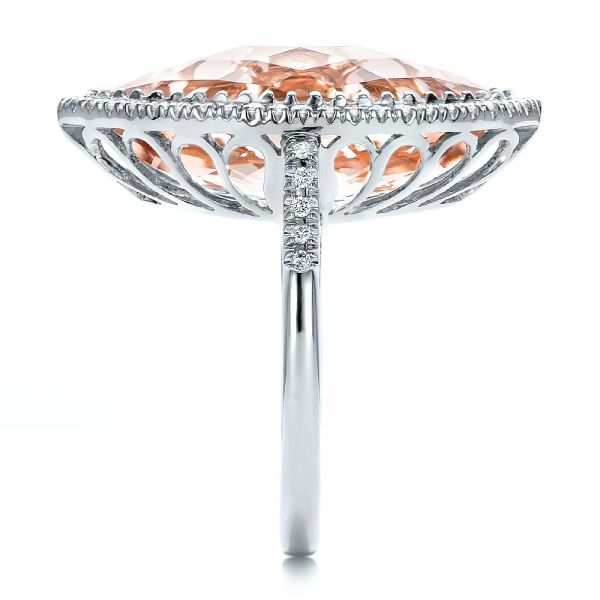 14k White Gold 14k White Gold Marquise Morganite And Diamond Halo Ring - Side View - 100797