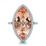 18k White Gold 18k White Gold Marquise Morganite And Diamond Halo Ring - Top View -  100797 - Thumbnail