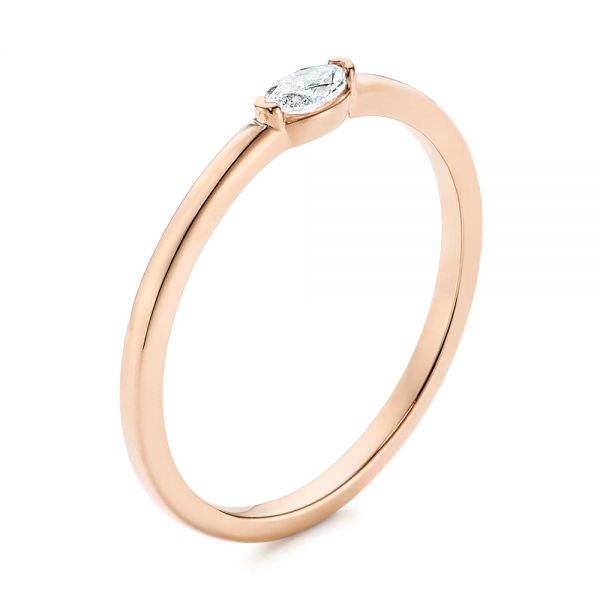 18k Rose Gold 18k Rose Gold Marquise Solitaire Diamond Stacking Ring - Three-Quarter View -  106161