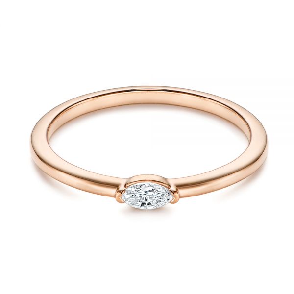 14k Rose Gold 14k Rose Gold Marquise Solitaire Diamond Stacking Ring - Flat View -  106161