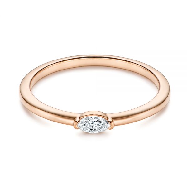 14k Rose Gold 14k Rose Gold Marquise Solitaire Diamond Stacking Ring - Flat View -  106161 - Thumbnail