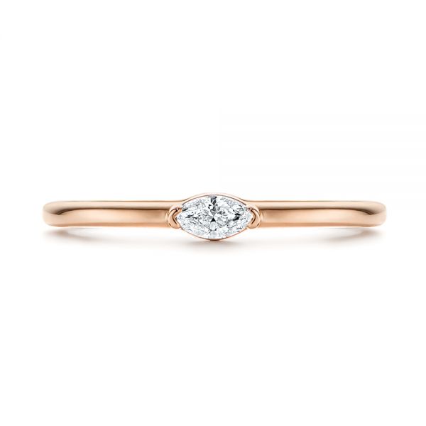 14k Rose Gold 14k Rose Gold Marquise Solitaire Diamond Stacking Ring - Top View -  106161