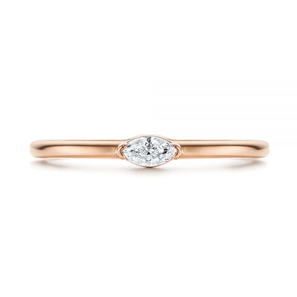 14k Rose Gold 14k Rose Gold Marquise Solitaire Diamond Stacking Ring - Top View -  106161 - Thumbnail