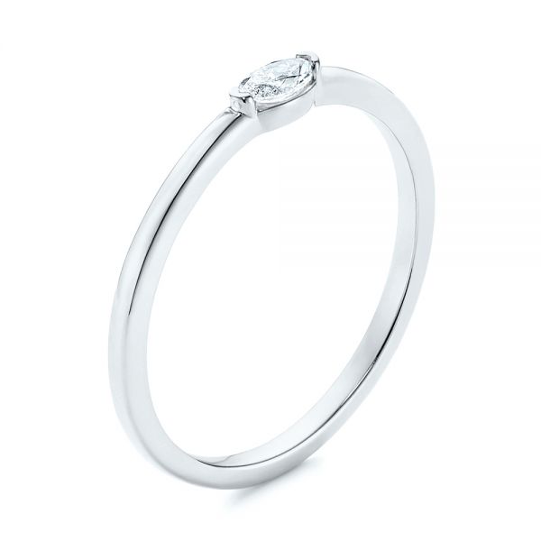  Platinum Platinum Marquise Solitaire Diamond Stacking Ring - Three-Quarter View -  106161 - Thumbnail