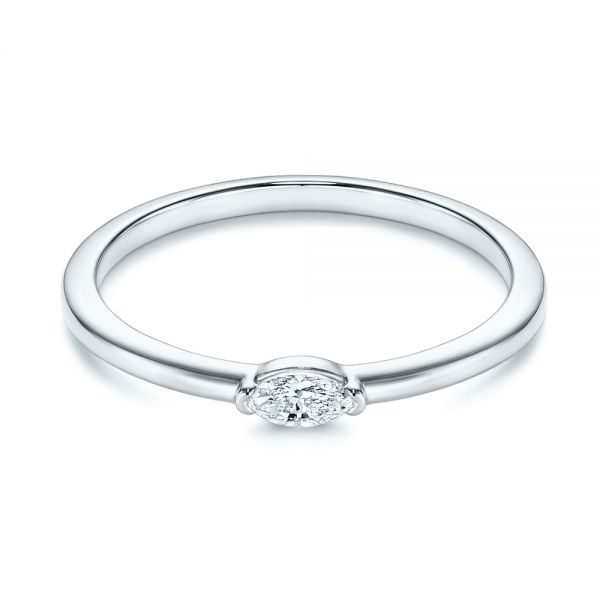  Platinum Platinum Marquise Solitaire Diamond Stacking Ring - Flat View -  106161