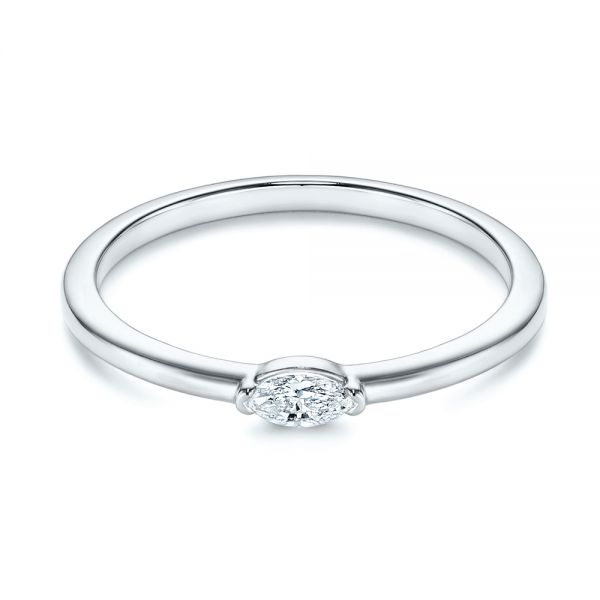 14k White Gold 14k White Gold Marquise Solitaire Diamond Stacking Ring - Flat View -  106161 - Thumbnail