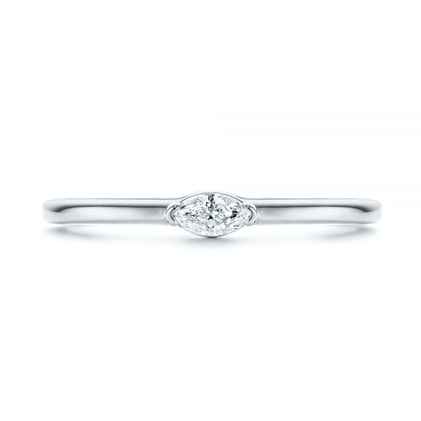  Platinum Platinum Marquise Solitaire Diamond Stacking Ring - Top View -  106161 - Thumbnail