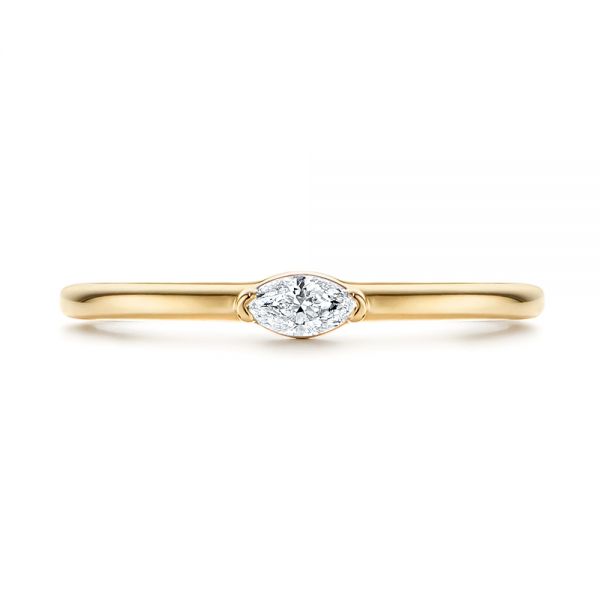 14k Yellow Gold Marquise Solitaire Diamond Stacking Ring - Top View -  106161 - Thumbnail