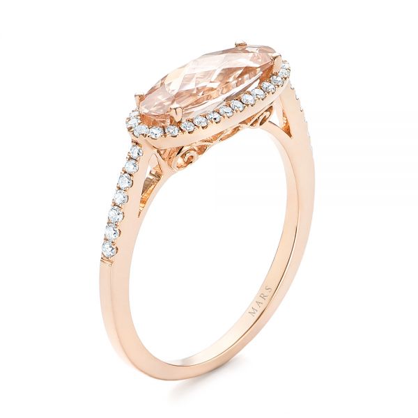 14k Rose Gold Morganite And Diamond Fashion Ring - Three-Quarter View -  103676