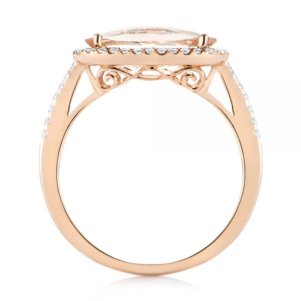 14k Rose Gold Morganite And Diamond Fashion Ring - Front View -  103676